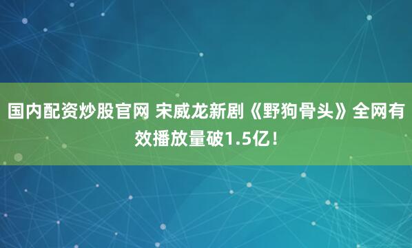 国内配资炒股官网 宋威龙新剧《野狗骨头》全网有效播放量破1.5亿！